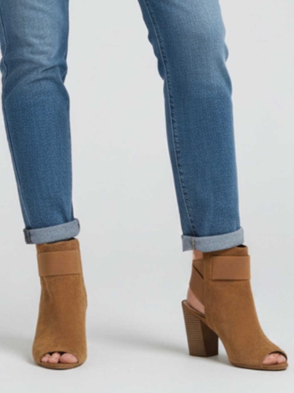Penny Loves Kenny Tan Suede Heeled Booties